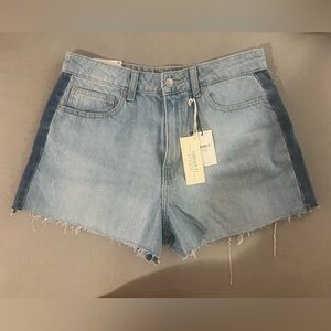 NWT High-Rise Two-Tone Denim Shorts